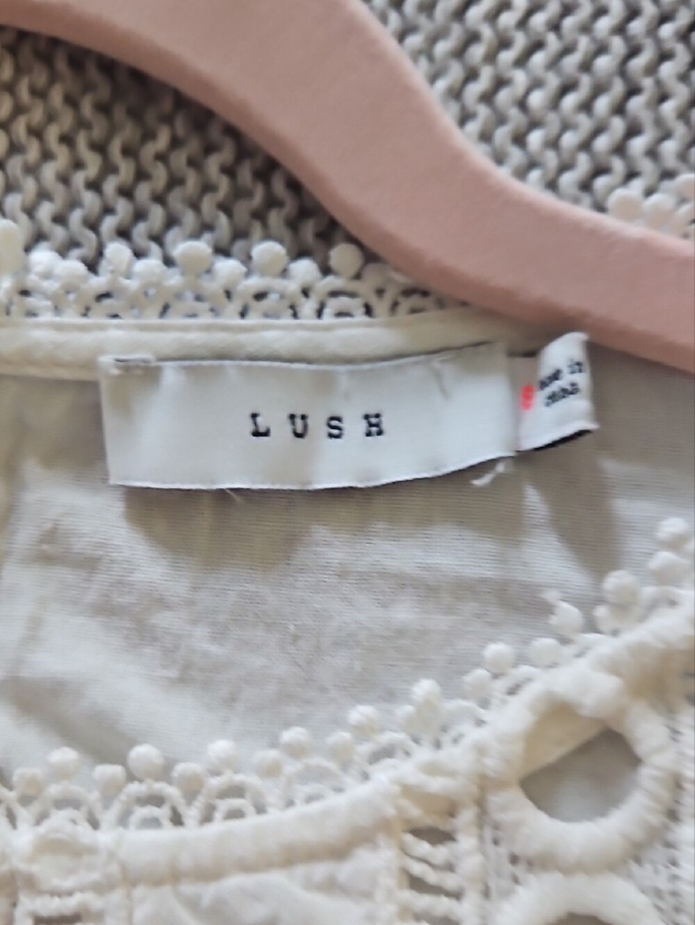 LUSH - White Lace-Trim Smocked Waist Womens Top - Size Small - Picture 4 of 4